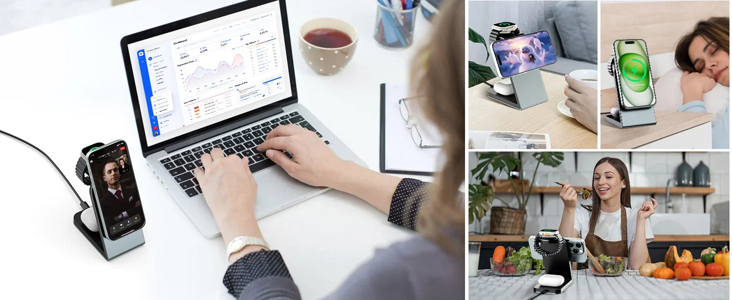 3 in 1 Magnetic Wireless Charging Station MagSafe Charger Stand