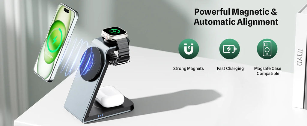 3 in 1 Magnetic Wireless Charging Station MagSafe Charger Stand