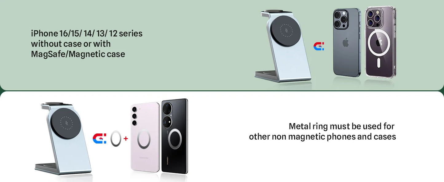 3 in 1 Magnetic Wireless Charging Station MagSafe Charger Stand