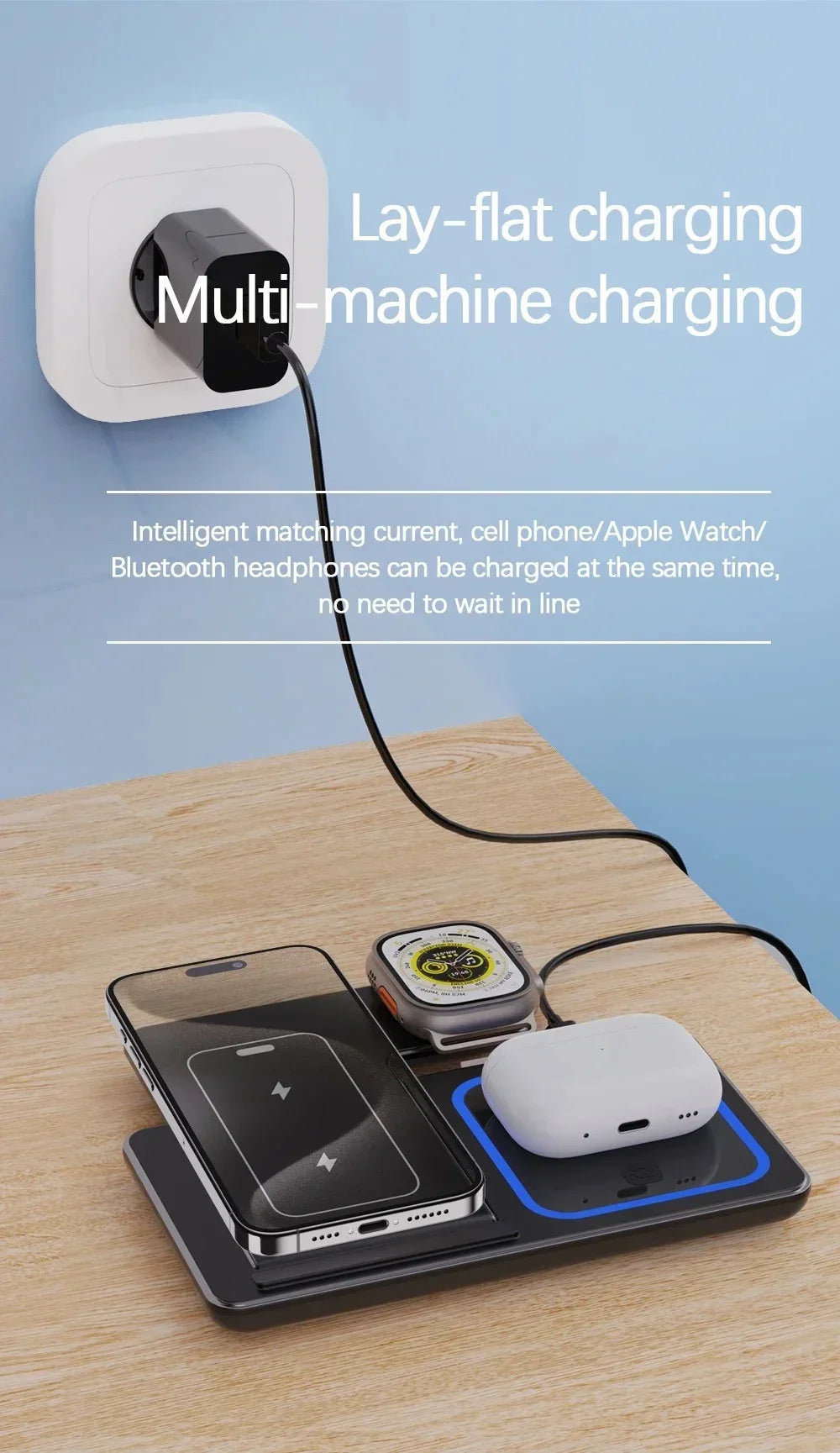 30W 3 in 1 Foldable Magnetic Wireless Charger Stand