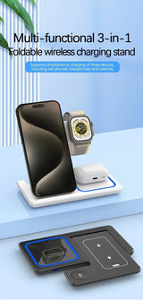 30W 3 in 1 Foldable Magnetic Wireless Charger Stand
