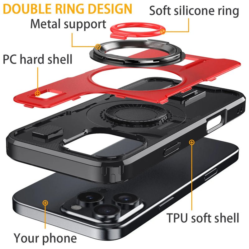 Shockproof Double Ring Kickstand Case